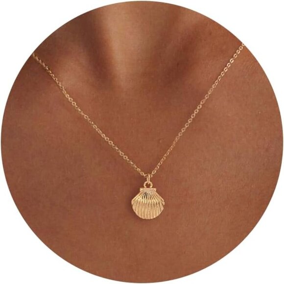 🆕 Women Gold Sun Moon Shell Summer Necklace Trendy Dainty Charm Simple Jewelry - Picture 1 of 8